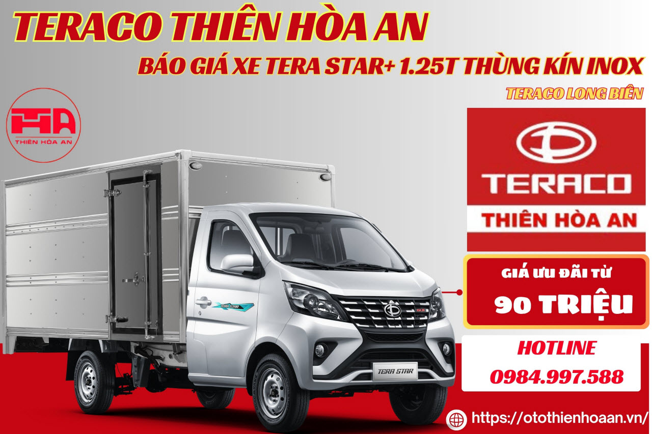 Bảng báo giá Xe tải Tera Star+ Thùng Kín 1.25 Tấn