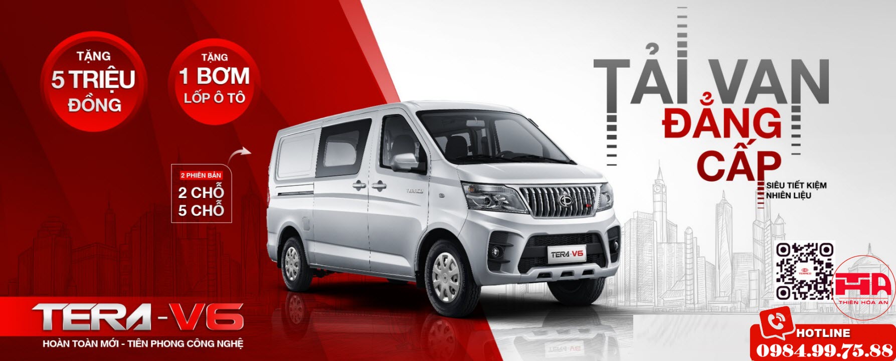 xe tải van Tera V6 945kg tại Thái Bình